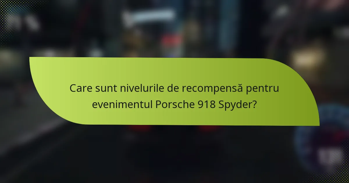 Care sunt nivelurile de recompensă pentru evenimentul Porsche 918 Spyder?