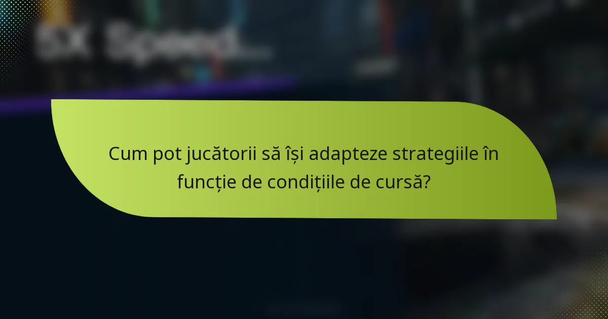 Cum pot jucătorii să își adapteze strategiile în funcție de condițiile de cursă?