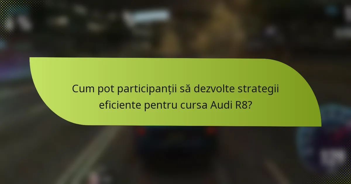 Cum pot participanții să dezvolte strategii eficiente pentru cursa Audi R8?