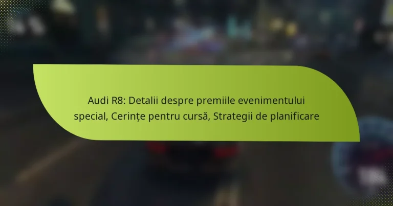 Audi R8: Detalii despre premiile evenimentului special, Cerințe pentru cursă, Strategii de planificare
